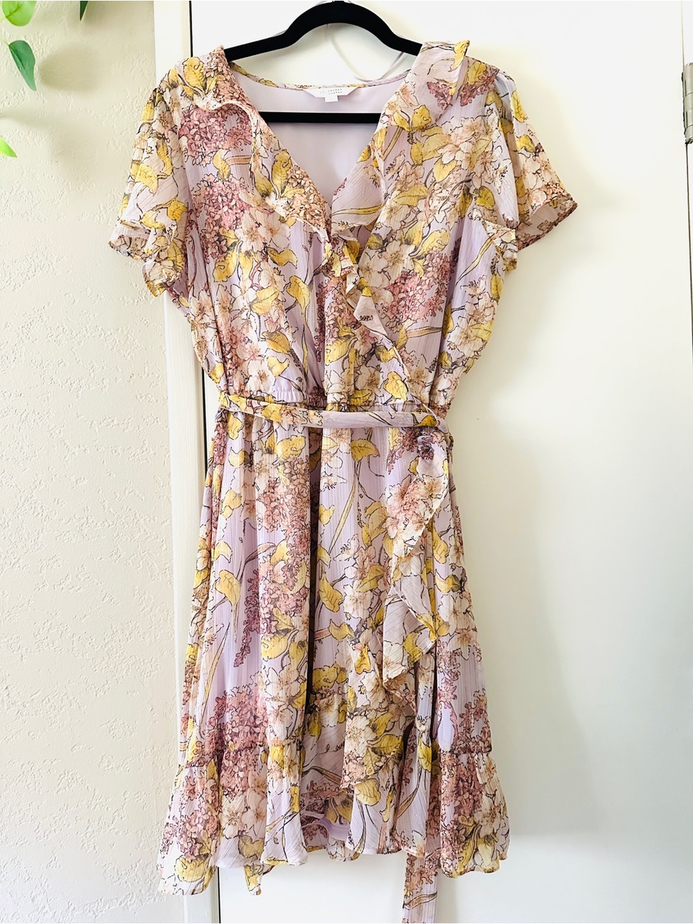 LC Lauren Conrad Floral Dress -Size Large- Pink with Yellow Floral Print